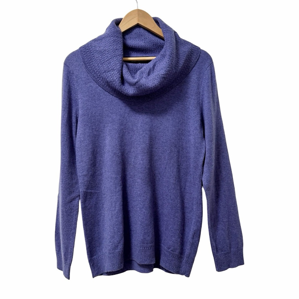 Jones NY Womens 100% Cashmere Cowl Neck Sweater Size M Purple Quiet Luxury NEW